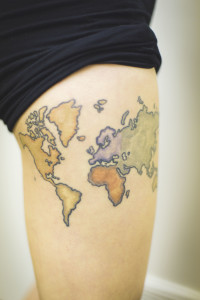 Caterina has always been a self-proclaimed geography nerd who gets really excited about traveling and experiencing different cultures, which is why she rushed out to get her map tattoo as soon as she turned eighteen.
