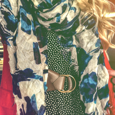 vintage dress with scarf and blazer