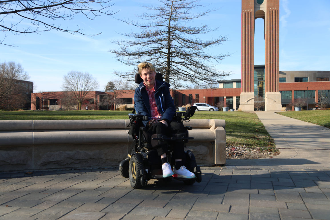 Freshman journalism major Dillon Rosenlieb poses for a photo Dec. 7, 2023 by the University Green. Rosenlieb in one of four siblings in his home. Mya Cataline, Ball Bearings
