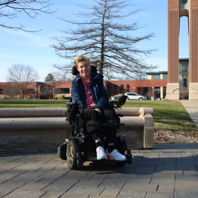 Freshman journalism major Dillon Rosenlieb poses for a photo Dec. 7, 2023 by the University Green. Rosenlieb in one of four siblings in his home. Mya Cataline, Ball Bearings
