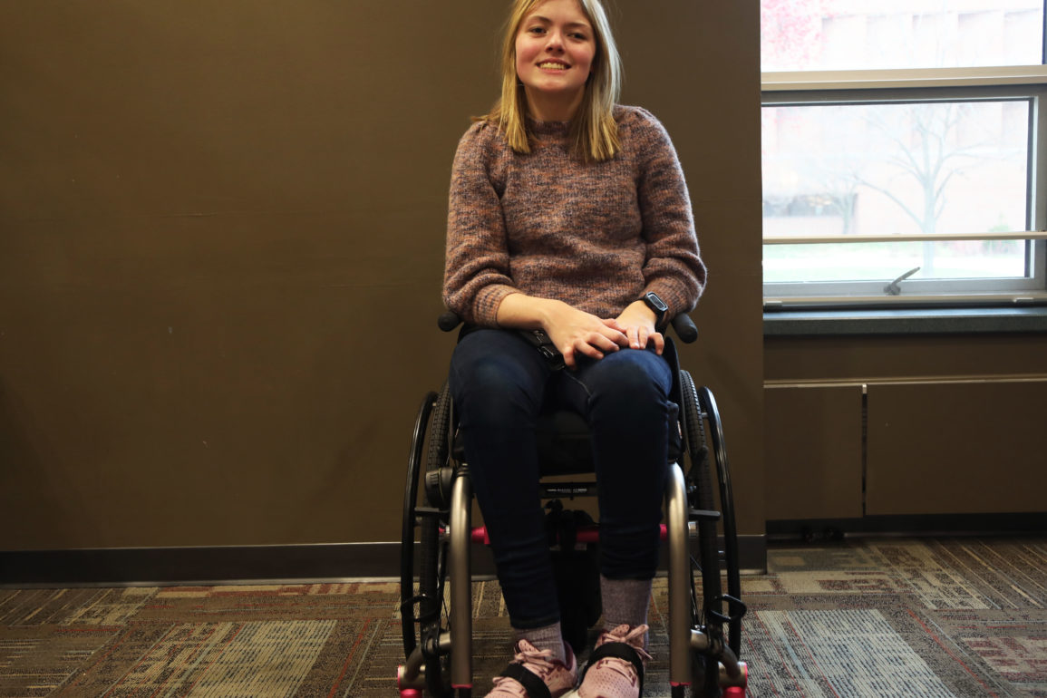 Freshman family and child life major Anna Good poses for a photo Dec. 6, 2023 at Noyer Complex. Mya Cataline, Ball Bearings