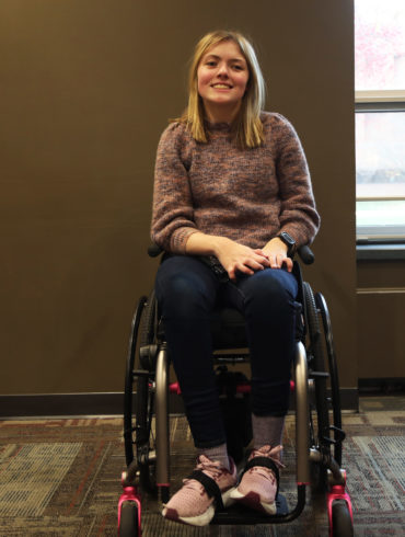 Freshman family and child life major Anna Good poses for a photo Dec. 6, 2023 at Noyer Complex. Mya Cataline, Ball Bearings